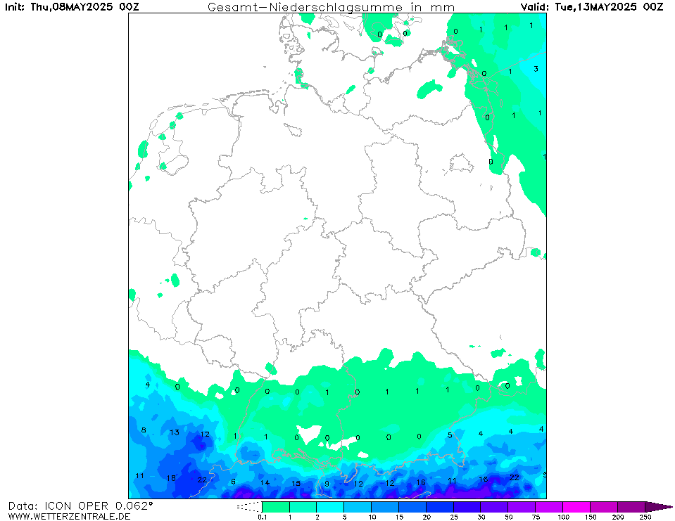 Wettervorhersage akkumulierter Niederschlag