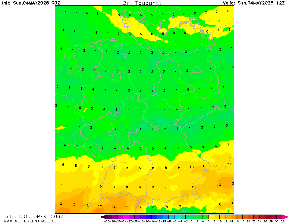 Wettervorhersage Taupunkt