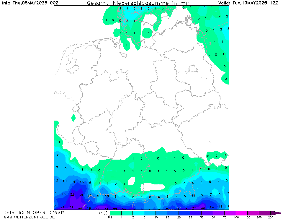 Wettervorhersage akkumulierter Niederschlag