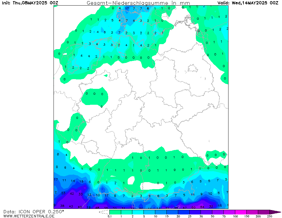 Wettervorhersage akkumulierter Niederschlag