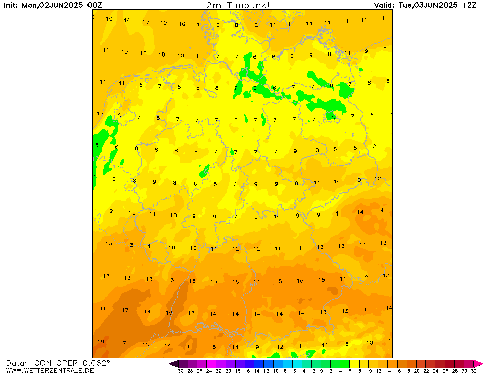 Wettervorhersage Taupunkt