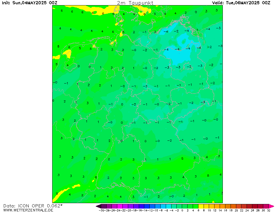 Wettervorhersage Taupunkt