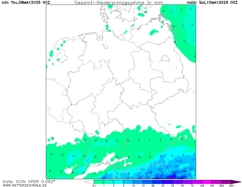 Wettervorhersage akkumulierter Niederschlag