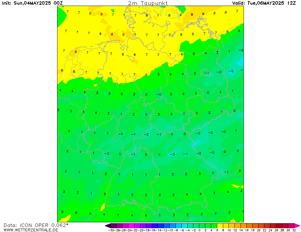 Wettervorhersage Taupunkt