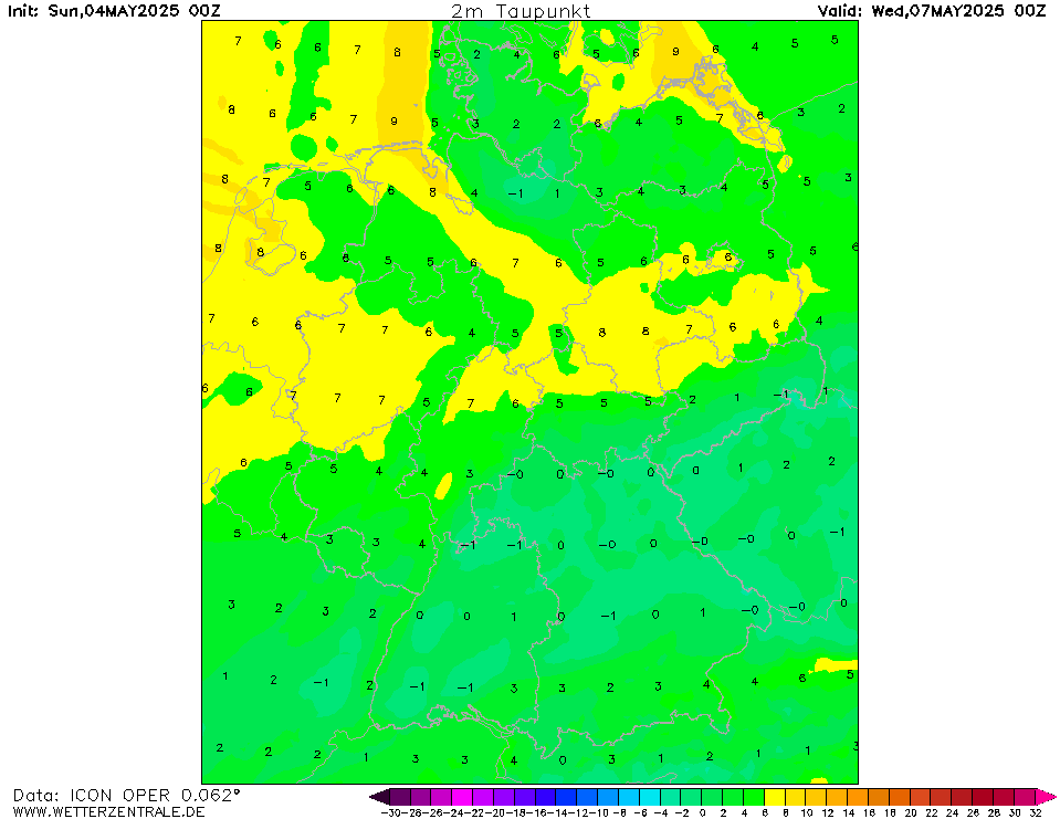 Wettervorhersage Taupunkt