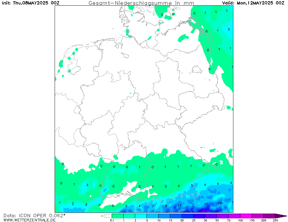 Wettervorhersage akkumulierter Niederschlag