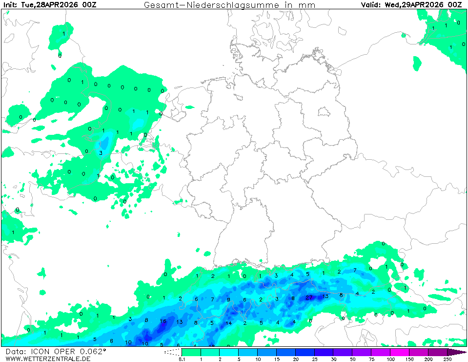 Předpověď srážek.