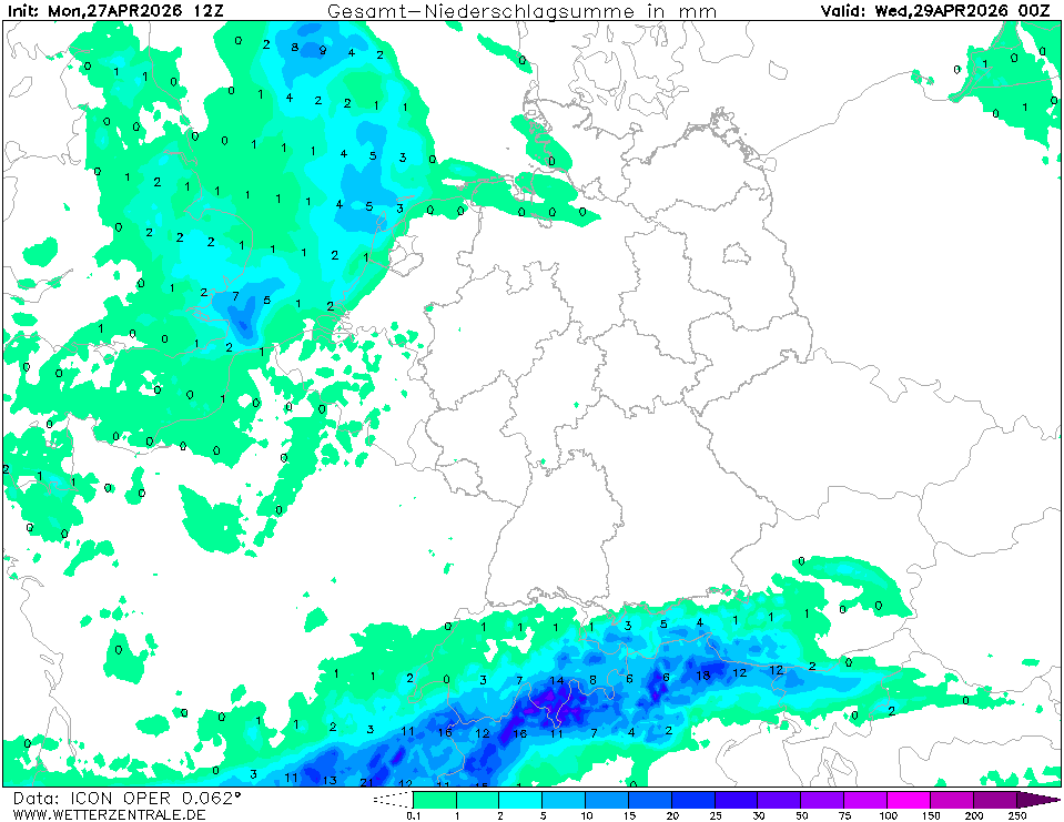 Předpověď srážek.