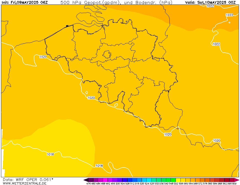 WRF Temperatuur - 500 hPA