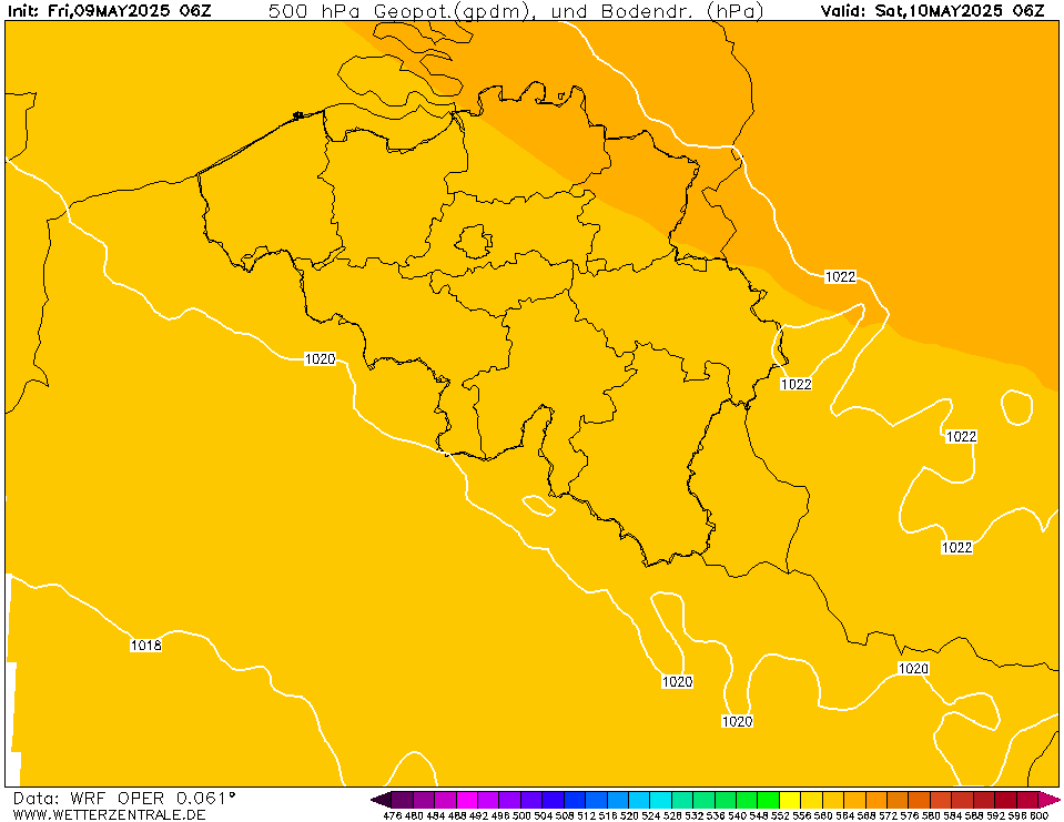 WRF Temperatuur - 500 hPA