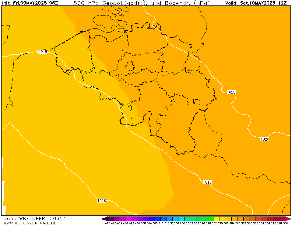 WRF Temperatuur - 500 hPA