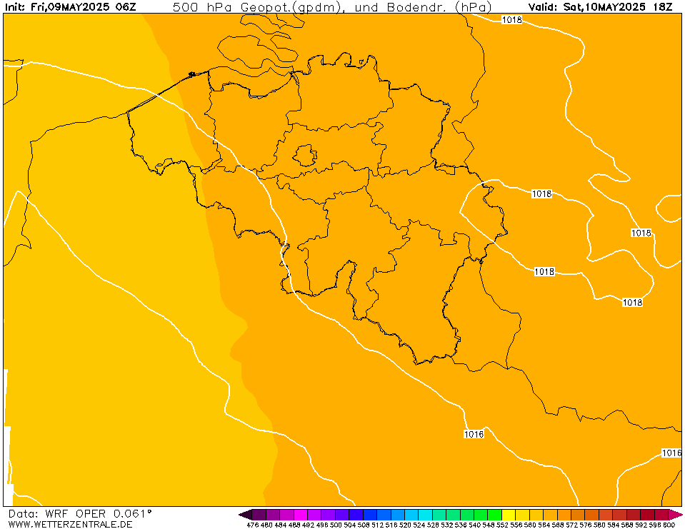 WRF Temperatuur - 500 hPA