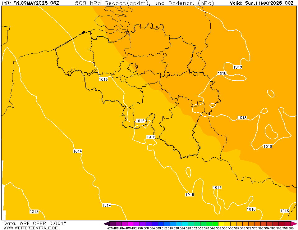 WRF Temperatuur - 500 hPA